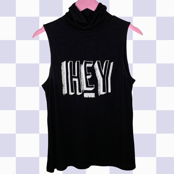 MINKPINK Sleeveless Turtleneck Fringed HEY - Picture 2 of 7